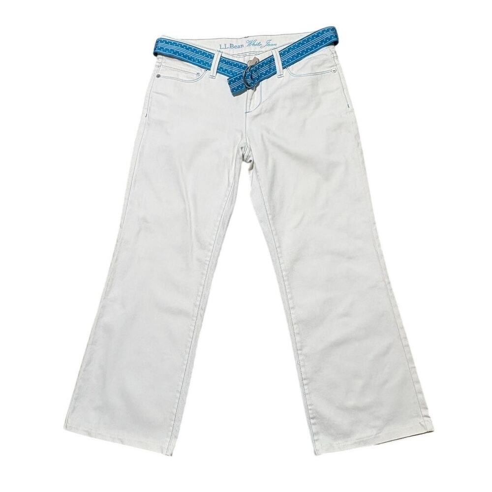 Vintage LL Bean White Jeans Low Rise Cropped Belted 6P